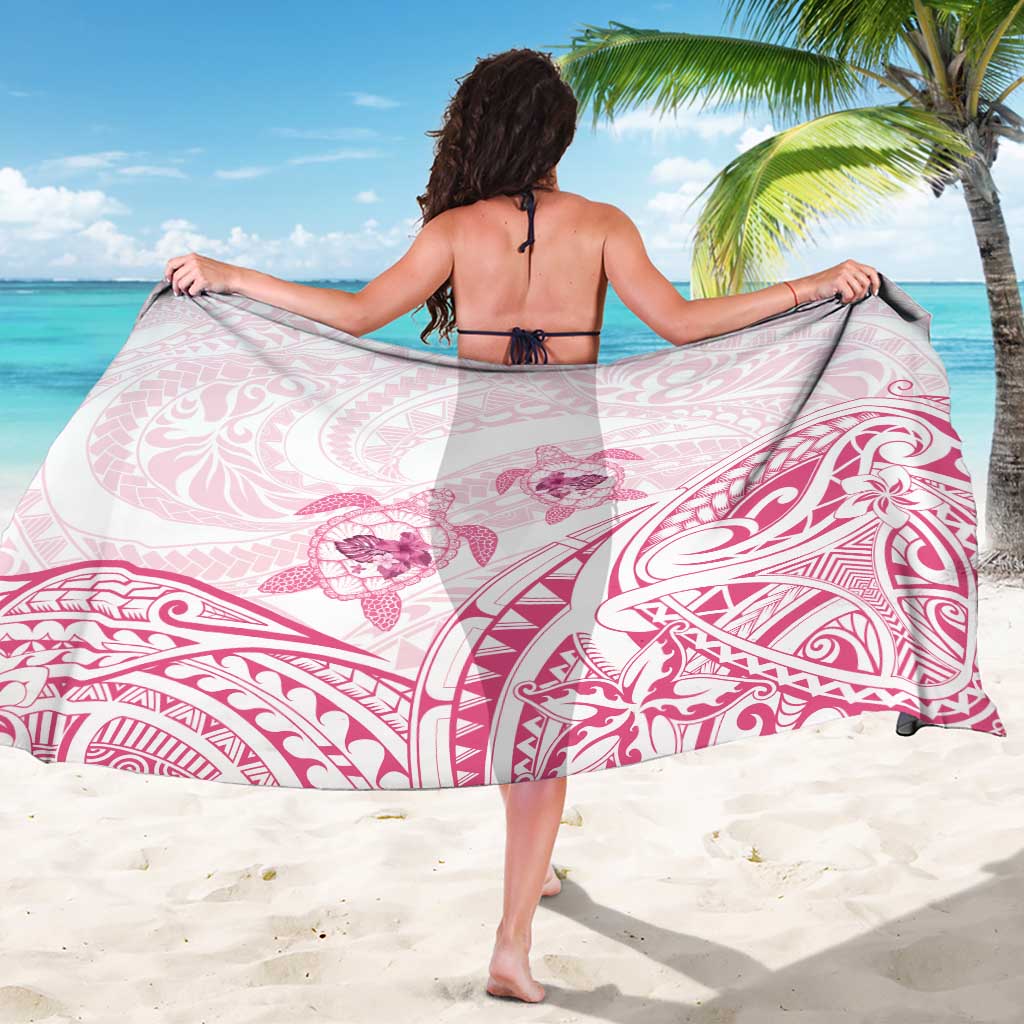 Pink White Polynesia Floral Sea Turtle Sarong LT14 - Polynesian Pride