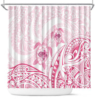 Pink White Polynesia Floral Sea Turtle Shower Curtain LT14 White - Polynesian Pride