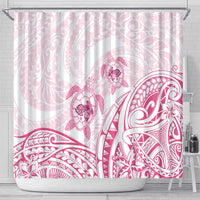 Pink White Polynesia Floral Sea Turtle Shower Curtain LT14 - Polynesian Pride
