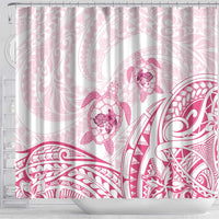 Pink White Polynesia Floral Sea Turtle Shower Curtain LT14 - Polynesian Pride