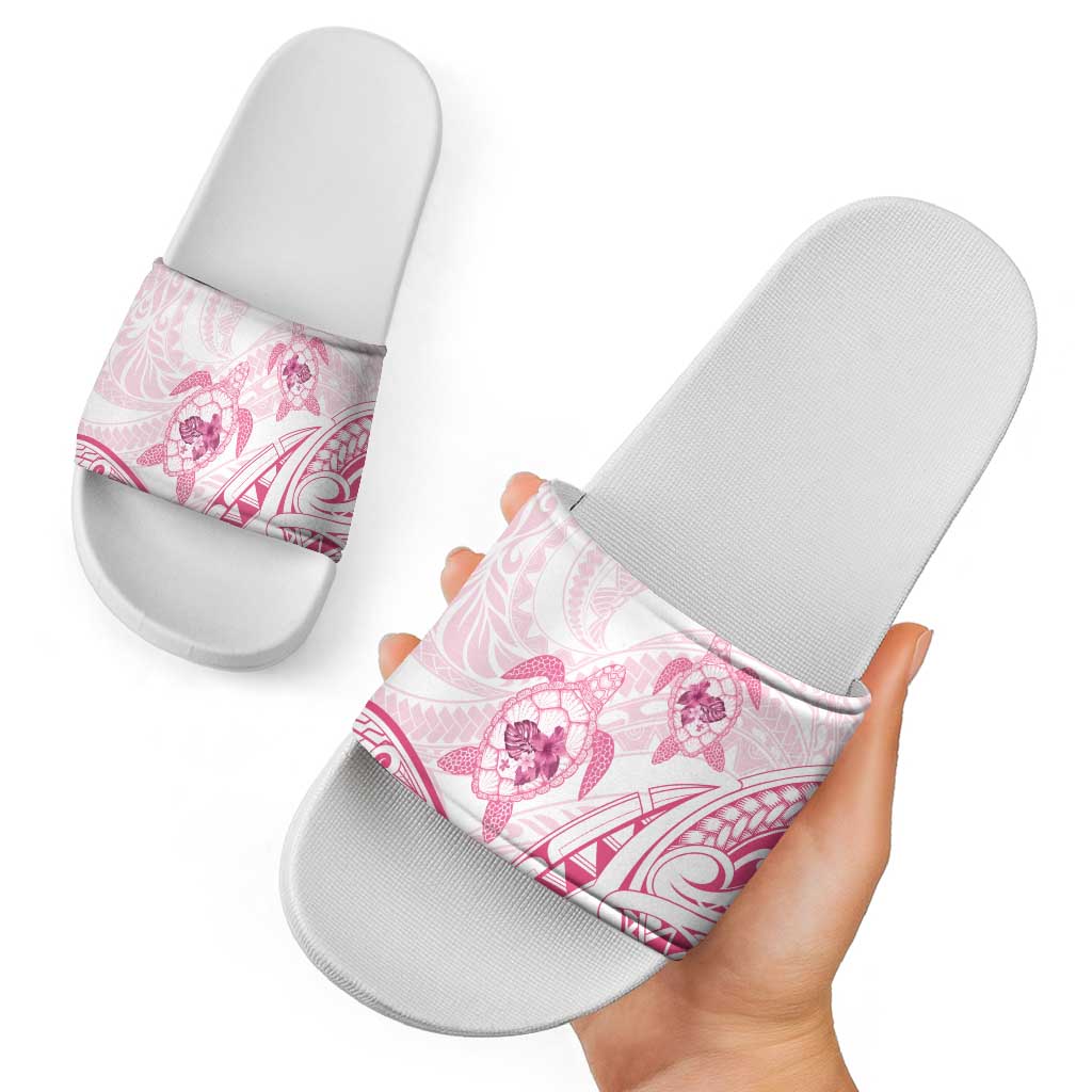 Pink White Polynesia Floral Sea Turtle Slide Sandals LT14 - Polynesian Pride