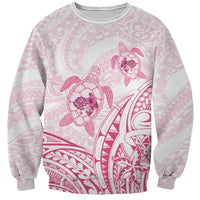 Pink White Polynesia Floral Sea Turtle Sweatshirt LT14 Unisex White - Polynesian Pride