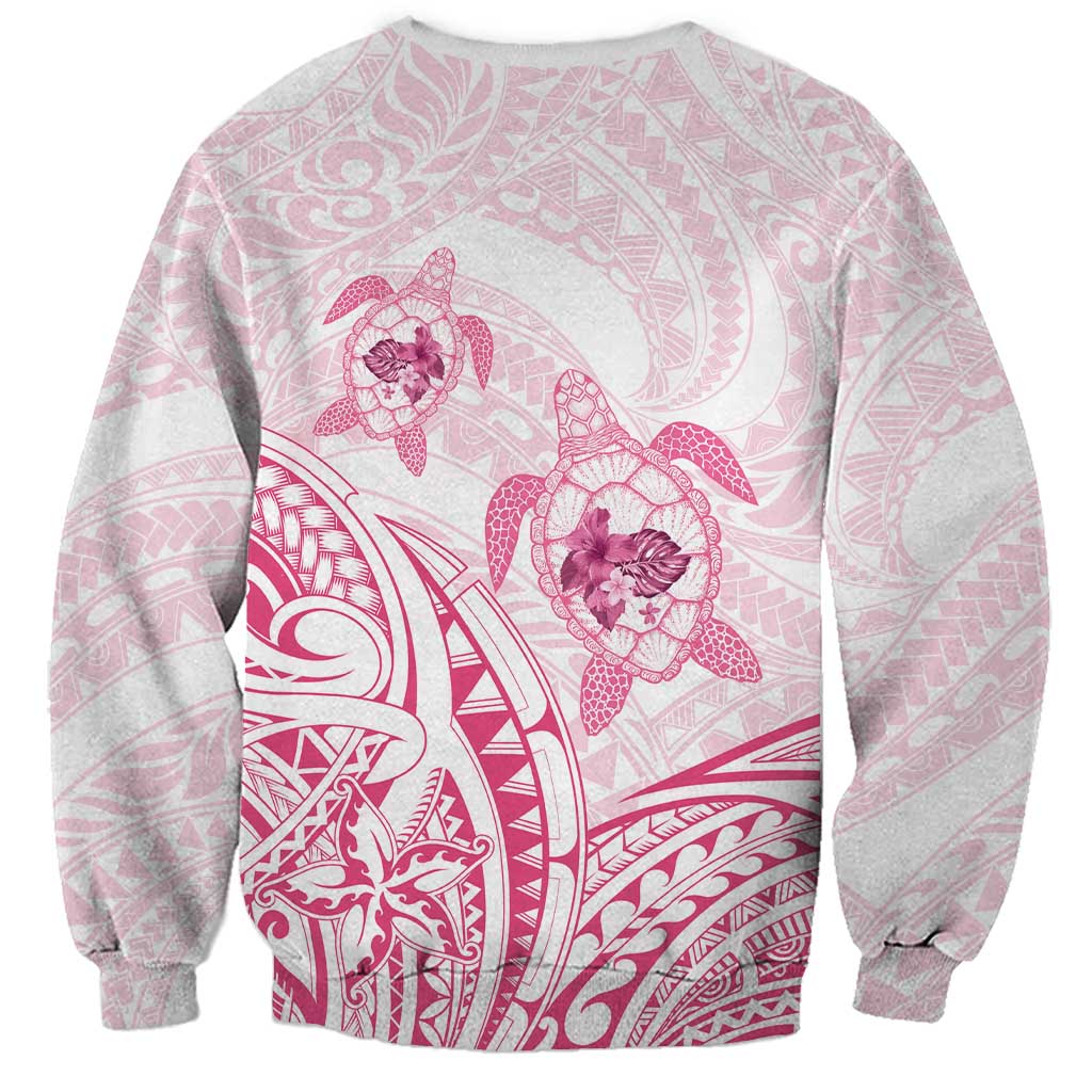 Pink White Polynesia Floral Sea Turtle Sweatshirt LT14 - Polynesian Pride