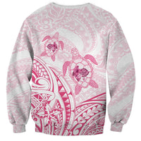Pink White Polynesia Floral Sea Turtle Sweatshirt LT14 - Polynesian Pride