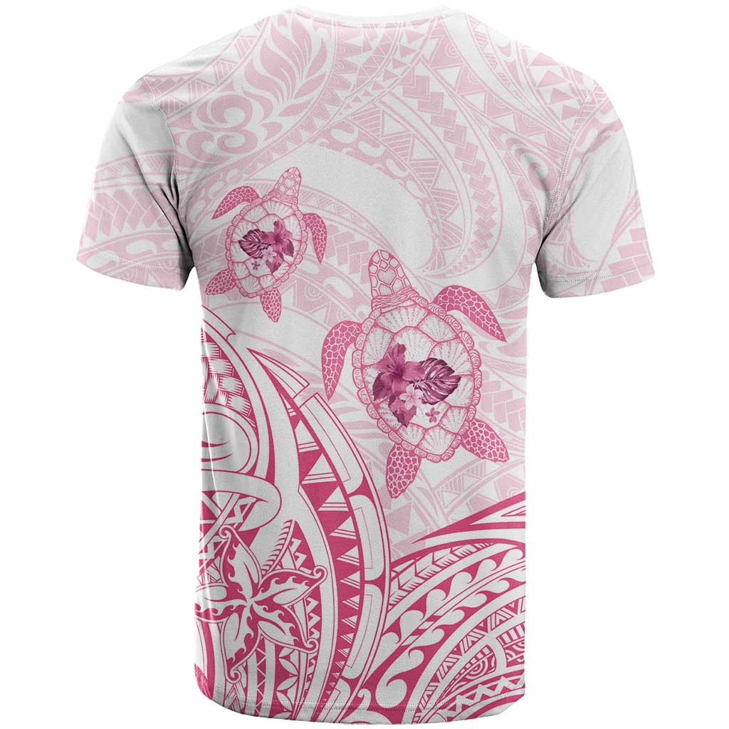 Pink White Polynesia Floral Sea Turtle T Shirt - Polynesian Pride