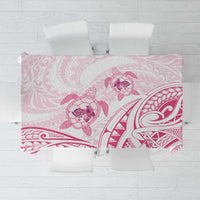 Pink White Polynesia Floral Sea Turtle Tablecloth LT14 White - Polynesian Pride