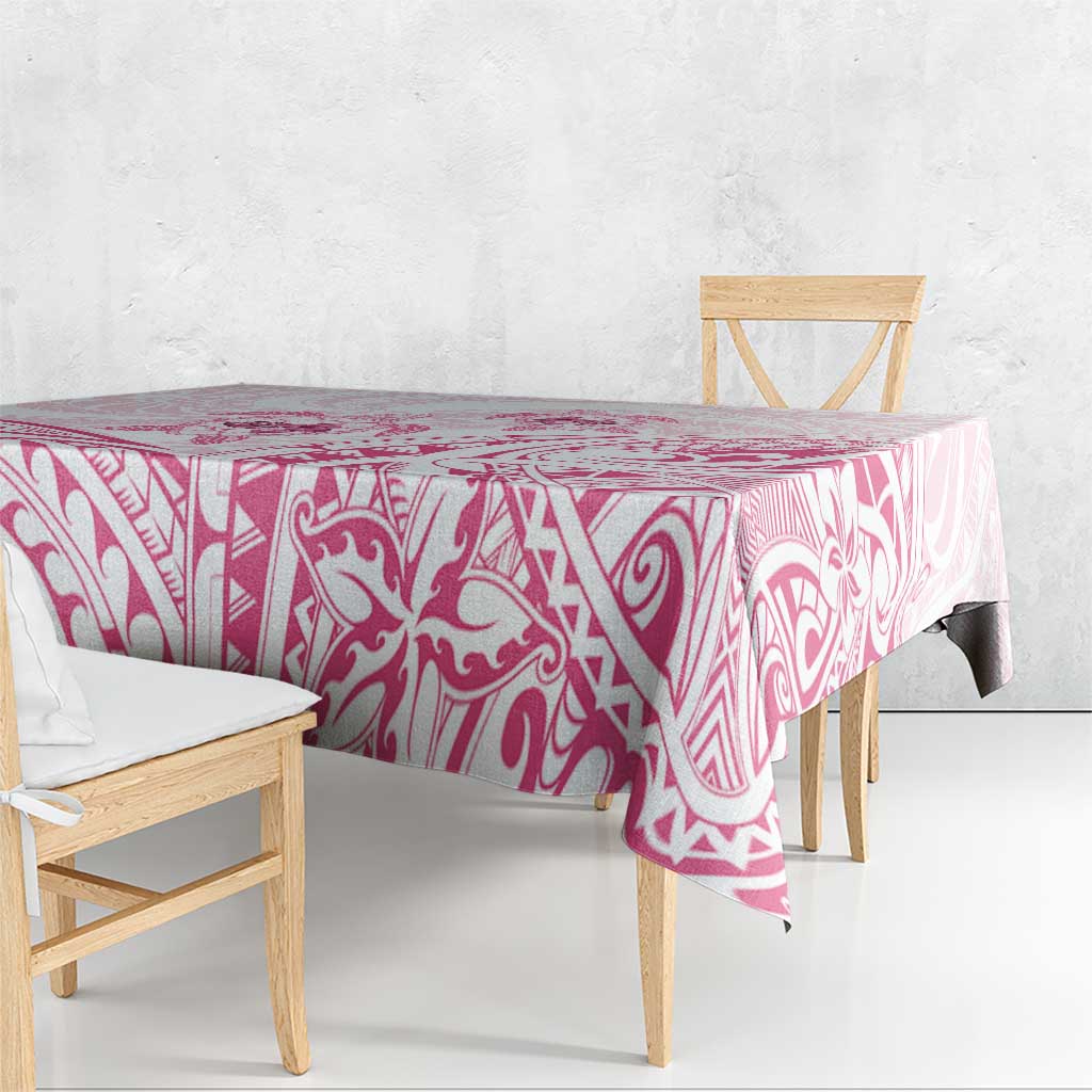Pink White Polynesia Floral Sea Turtle Tablecloth LT14 - Polynesian Pride
