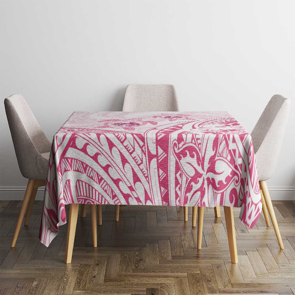 Pink White Polynesia Floral Sea Turtle Tablecloth LT14 - Polynesian Pride