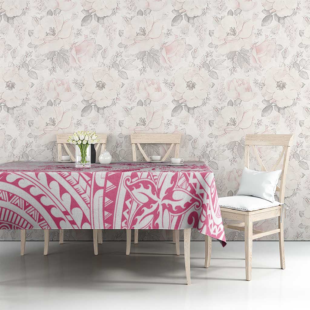 Pink White Polynesia Floral Sea Turtle Tablecloth LT14 - Polynesian Pride