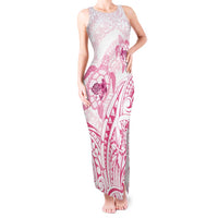 Pink White Polynesia Floral Sea Turtle Tank Maxi Dress - Polynesian Pride