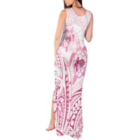 Pink White Polynesia Floral Sea Turtle Tank Maxi Dress - Polynesian Pride