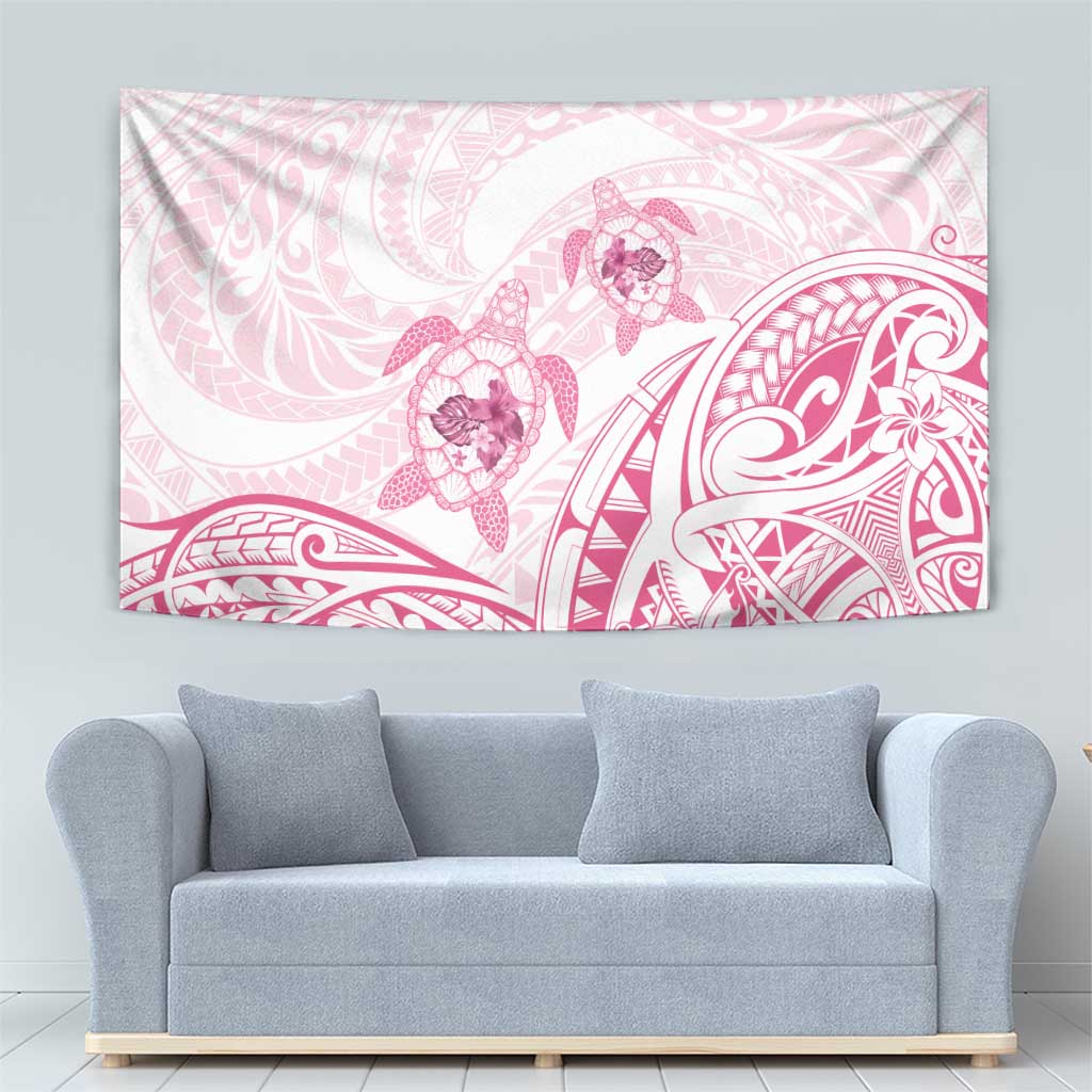 Pink White Polynesia Floral Sea Turtle Tapestry LT14 - Polynesian Pride