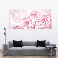 Pink White Polynesia Floral Sea Turtle Tapestry LT14 - Polynesian Pride