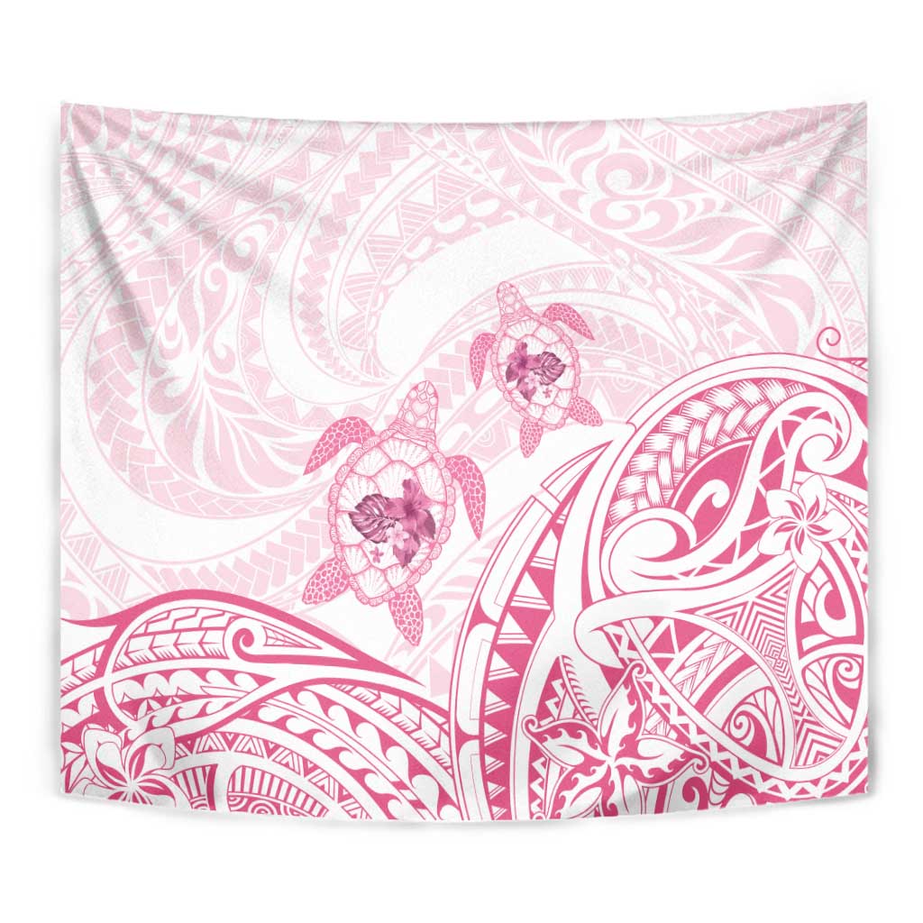 Pink White Polynesia Floral Sea Turtle Tapestry LT14 - Polynesian Pride