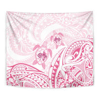 Pink White Polynesia Floral Sea Turtle Tapestry LT14 - Polynesian Pride