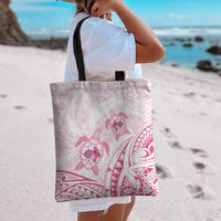 Pink White Polynesia Floral Sea Turtle Tote Bag - Polynesian Pride