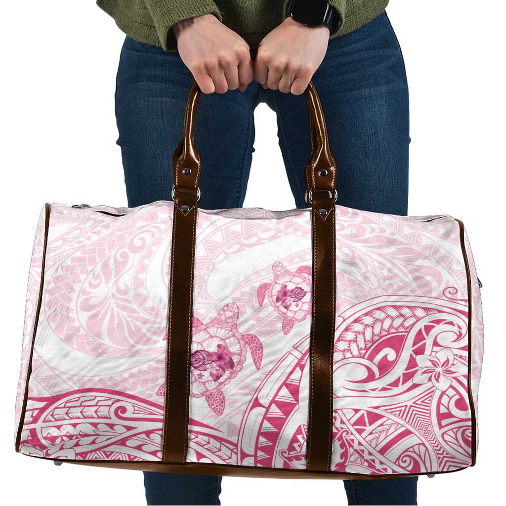 Pink White Polynesia Floral Sea Turtle Travel Bag - Polynesian Pride