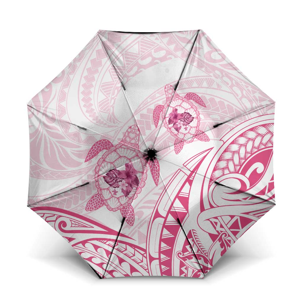 Pink White Polynesia Floral Sea Turtle Umbrella - Polynesian Pride