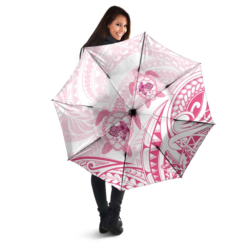 Pink White Polynesia Floral Sea Turtle Umbrella - Polynesian Pride