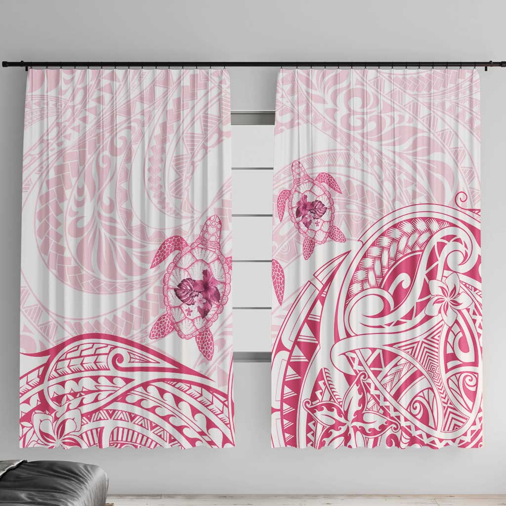 Pink White Polynesia Floral Sea Turtle Window Curtain LT14 With Hooks White - Polynesian Pride