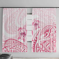 Pink White Polynesia Floral Sea Turtle Window Curtain LT14 With Hooks White - Polynesian Pride