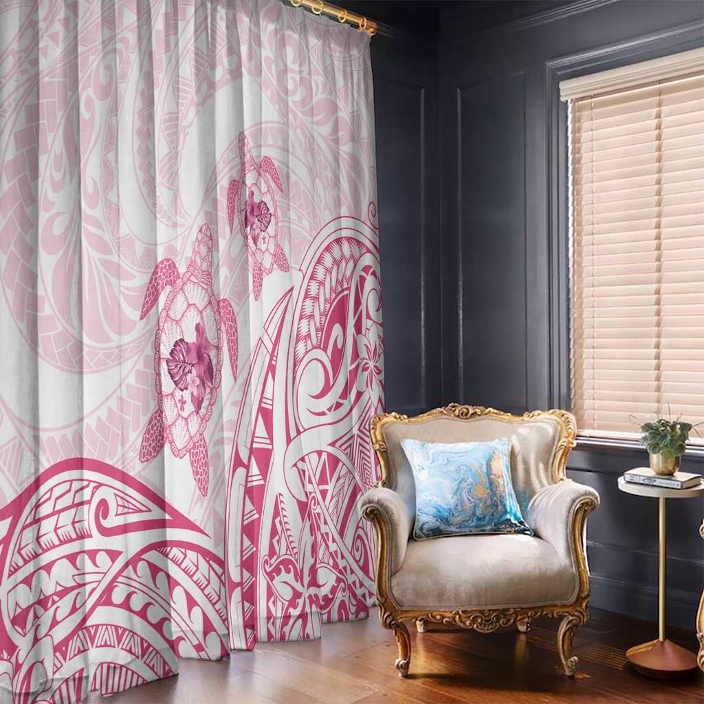 Pink White Polynesia Floral Sea Turtle Window Curtain LT14 - Polynesian Pride