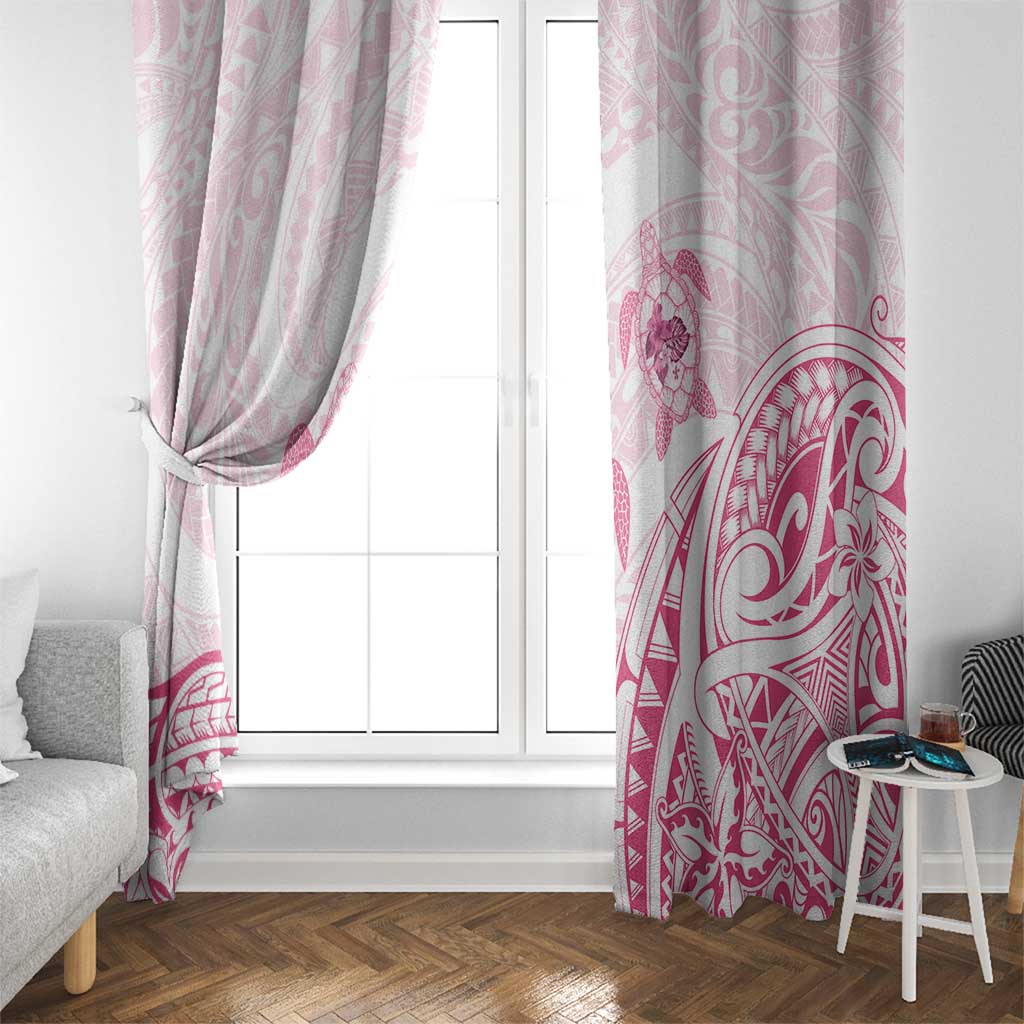Pink White Polynesia Floral Sea Turtle Window Curtain LT14 - Polynesian Pride