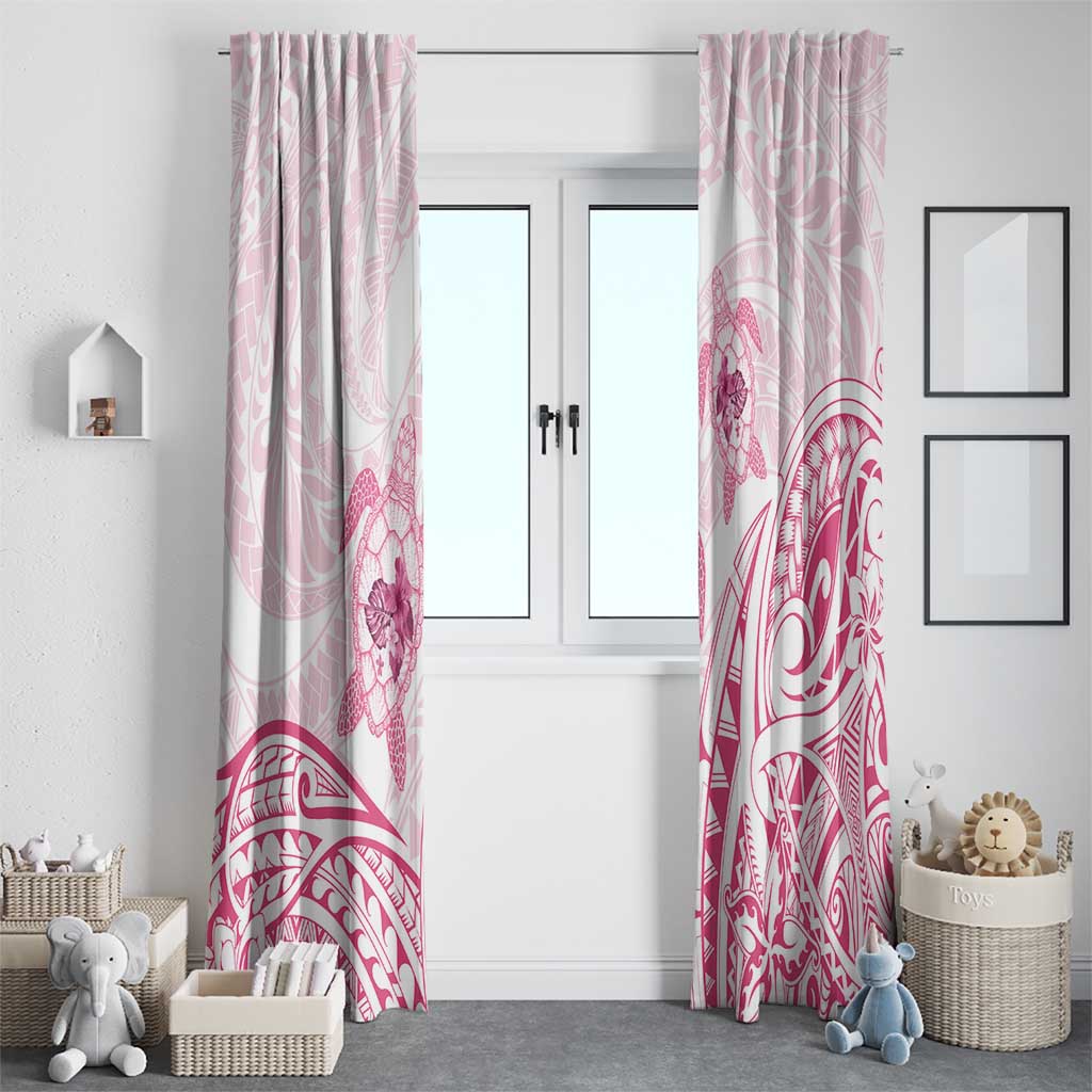 Pink White Polynesia Floral Sea Turtle Window Curtain LT14 - Polynesian Pride