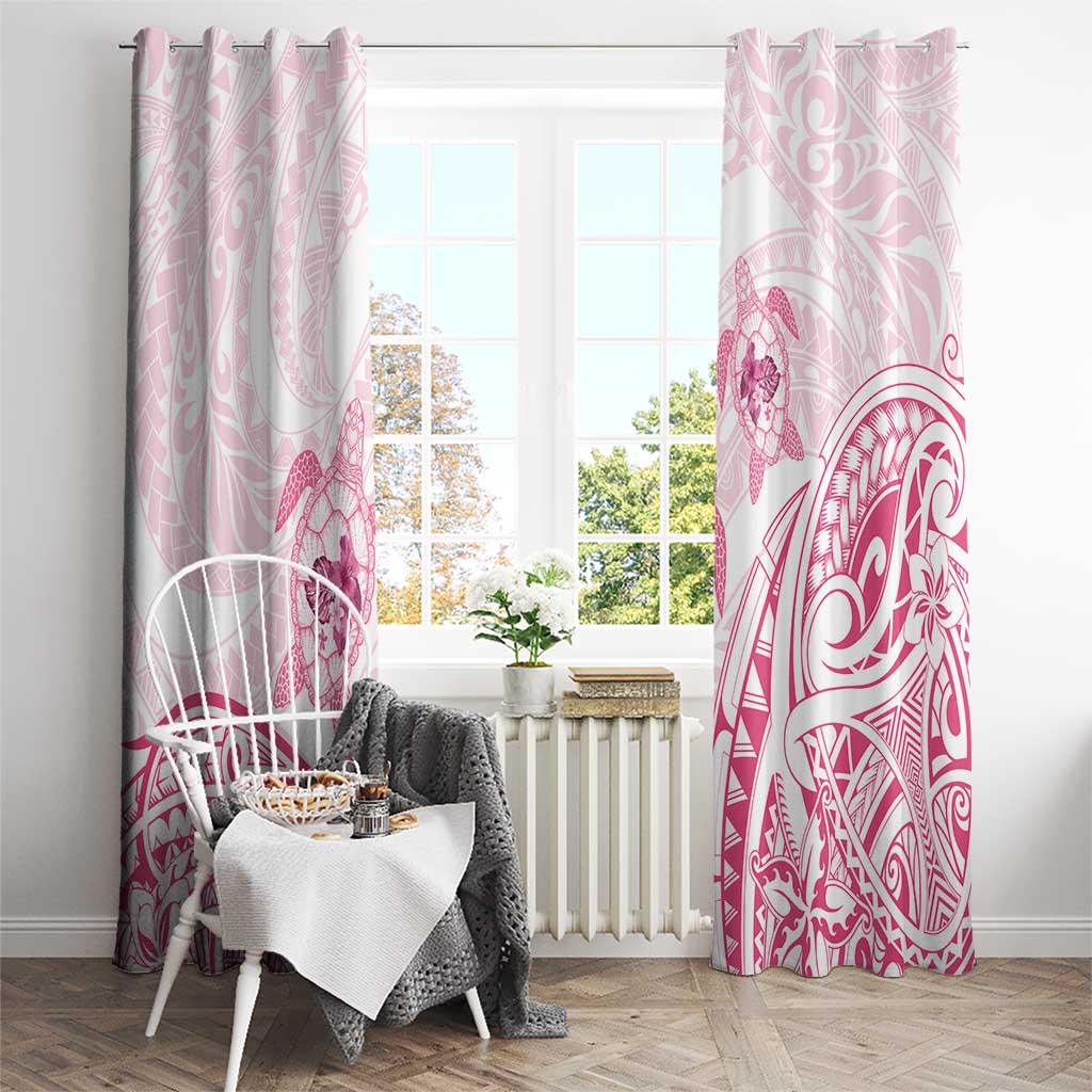 Pink White Polynesia Floral Sea Turtle Window Curtain LT14 - Polynesian Pride