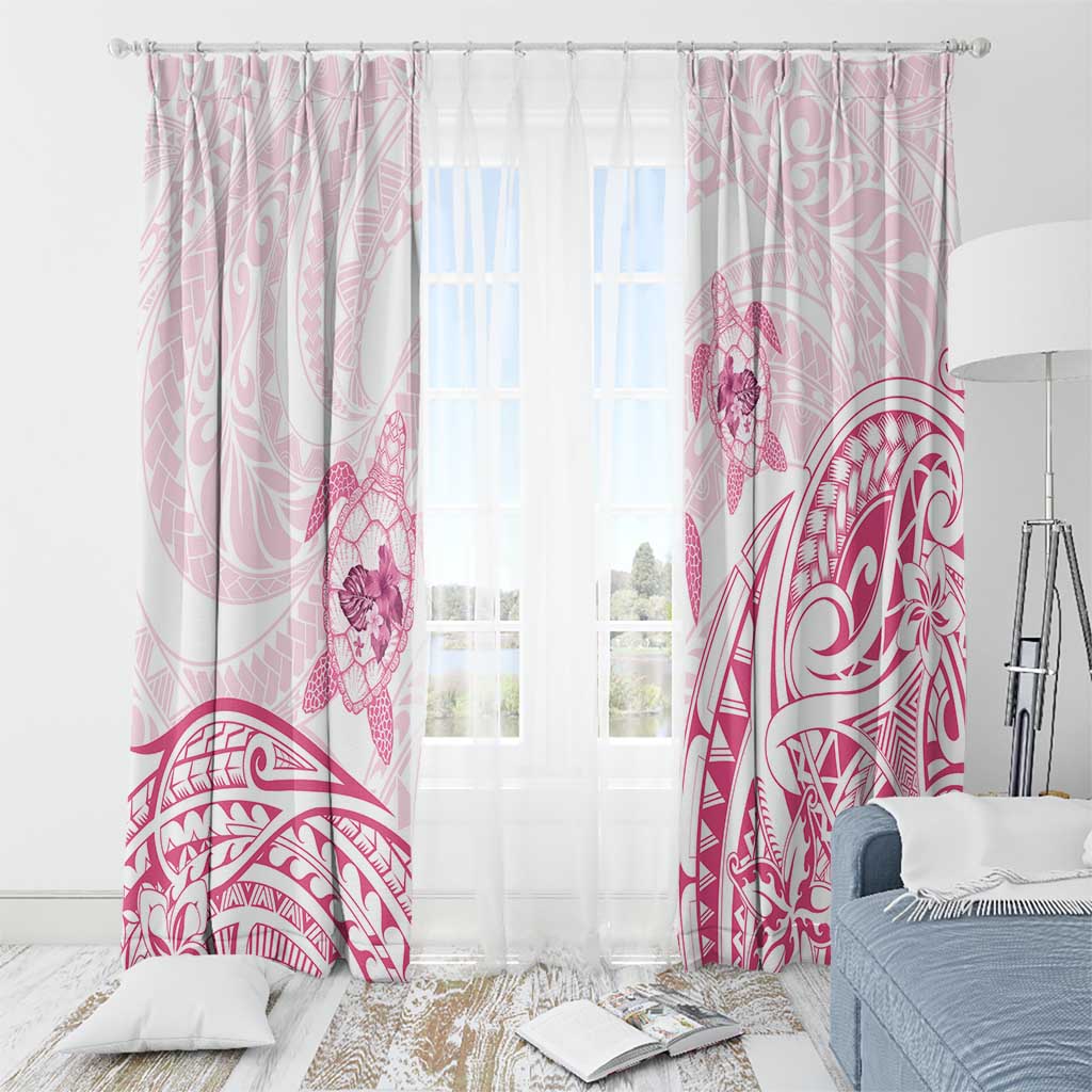 Pink White Polynesia Floral Sea Turtle Window Curtain LT14 - Polynesian Pride