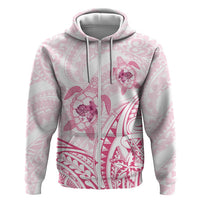 Pink White Polynesia Floral Sea Turtle Zip Hoodie LT14 Zip Hoodie White - Polynesian Pride