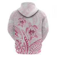 Pink White Polynesia Floral Sea Turtle Zip Hoodie LT14 - Polynesian Pride
