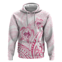 Pink White Polynesia Floral Sea Turtle Zip Hoodie LT14 Pullover Hoodie White - Polynesian Pride