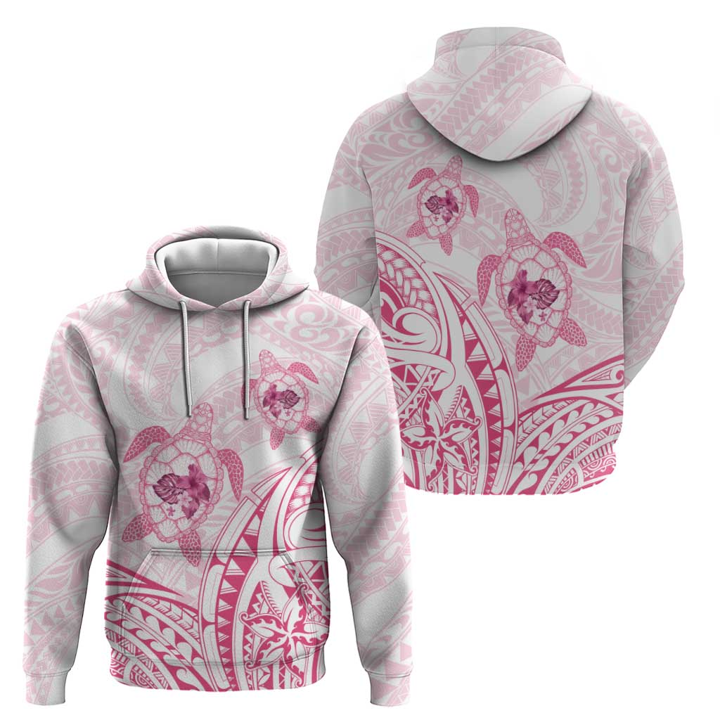 Pink White Polynesia Floral Sea Turtle Zip Hoodie LT14 - Polynesian Pride