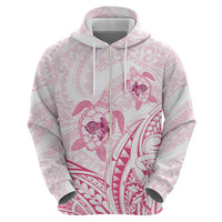 Pink White Polynesia Floral Sea Turtle Zip Hoodie LT14 - Polynesian Pride
