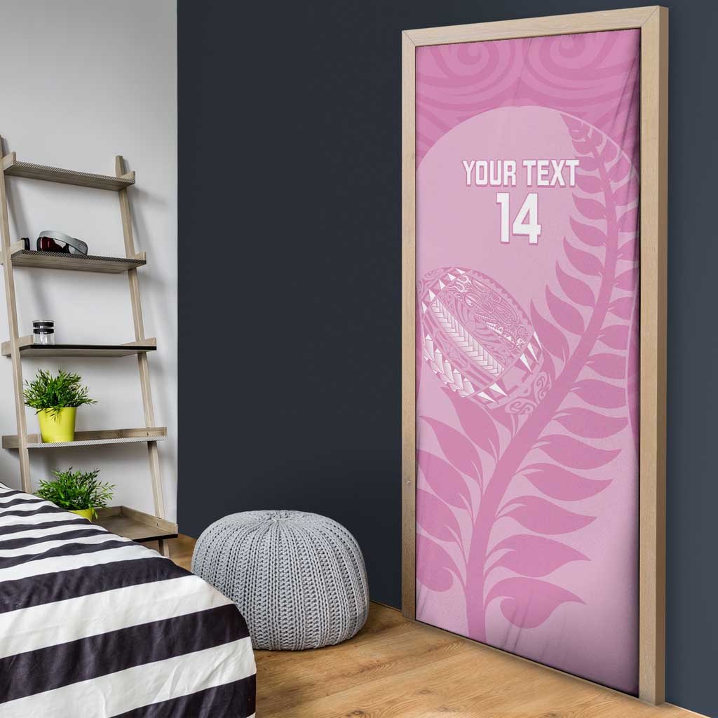 Custom New Zealand Silver Fern Rugby 2025 Door Cover All Black Aotearoa Maori Pink - Polynesian Pride