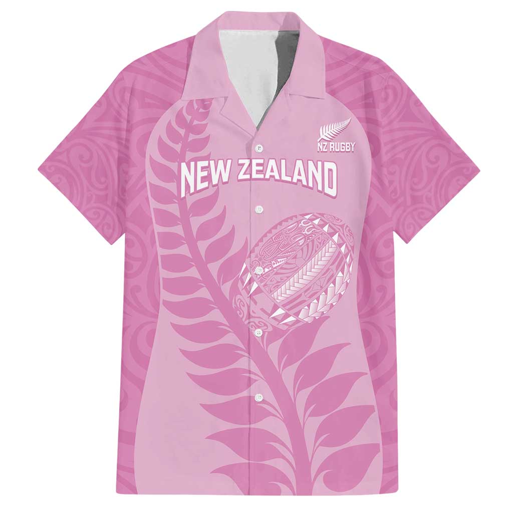 Custom New Zealand Silver Fern Rugby 2025 Family Matching Long Sleeve Bodycon Dress and Hawaiian Shirt All Black Aotearoa Maori Pink