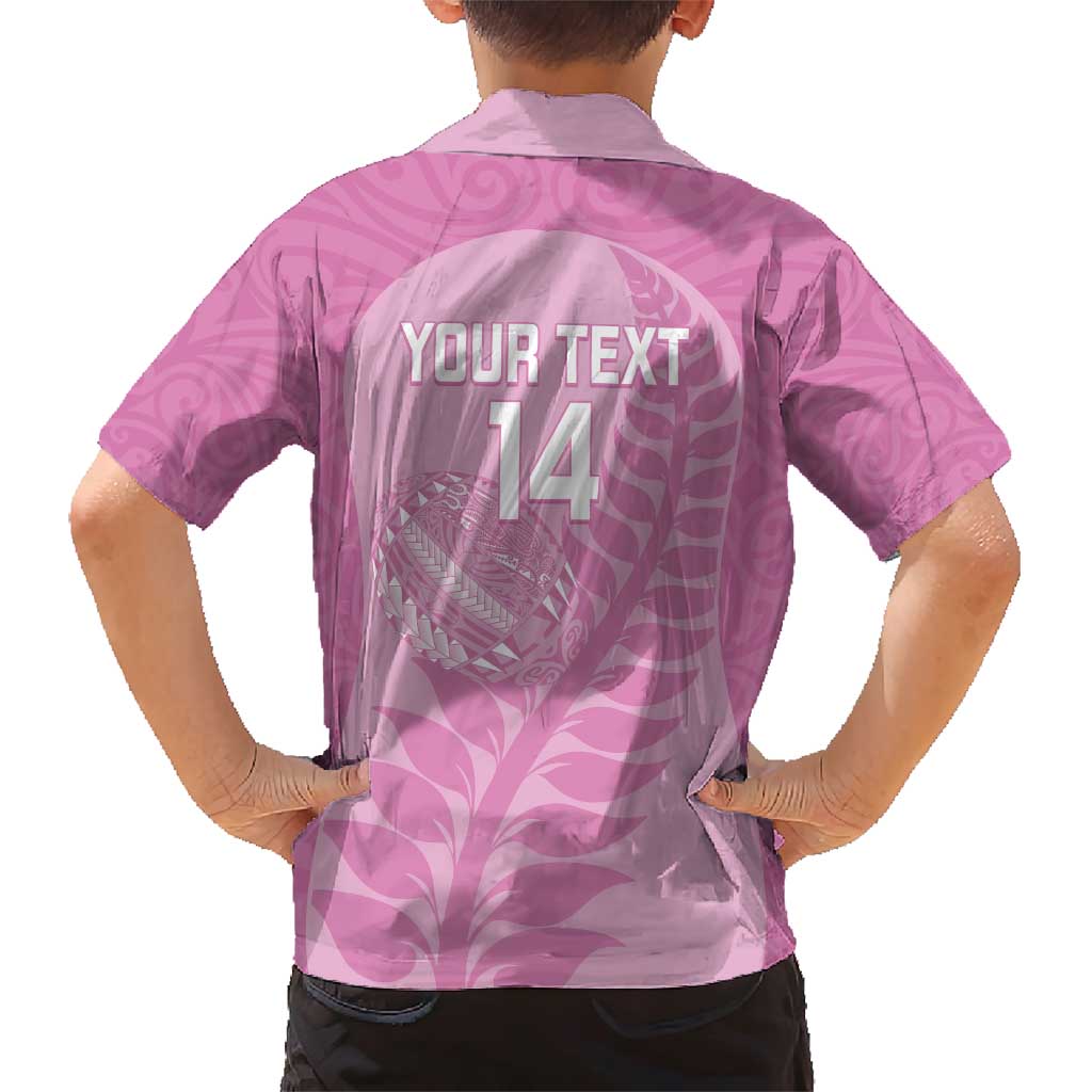 Custom New Zealand Silver Fern Rugby 2025 Family Matching Short Sleeve Bodycon Dress and Hawaiian Shirt All Black Aotearoa Maori Pink