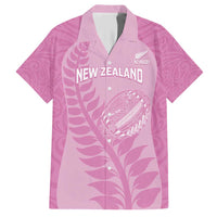 Custom New Zealand Silver Fern Rugby 2025 Family Matching Short Sleeve Bodycon Dress and Hawaiian Shirt All Black Aotearoa Maori Pink