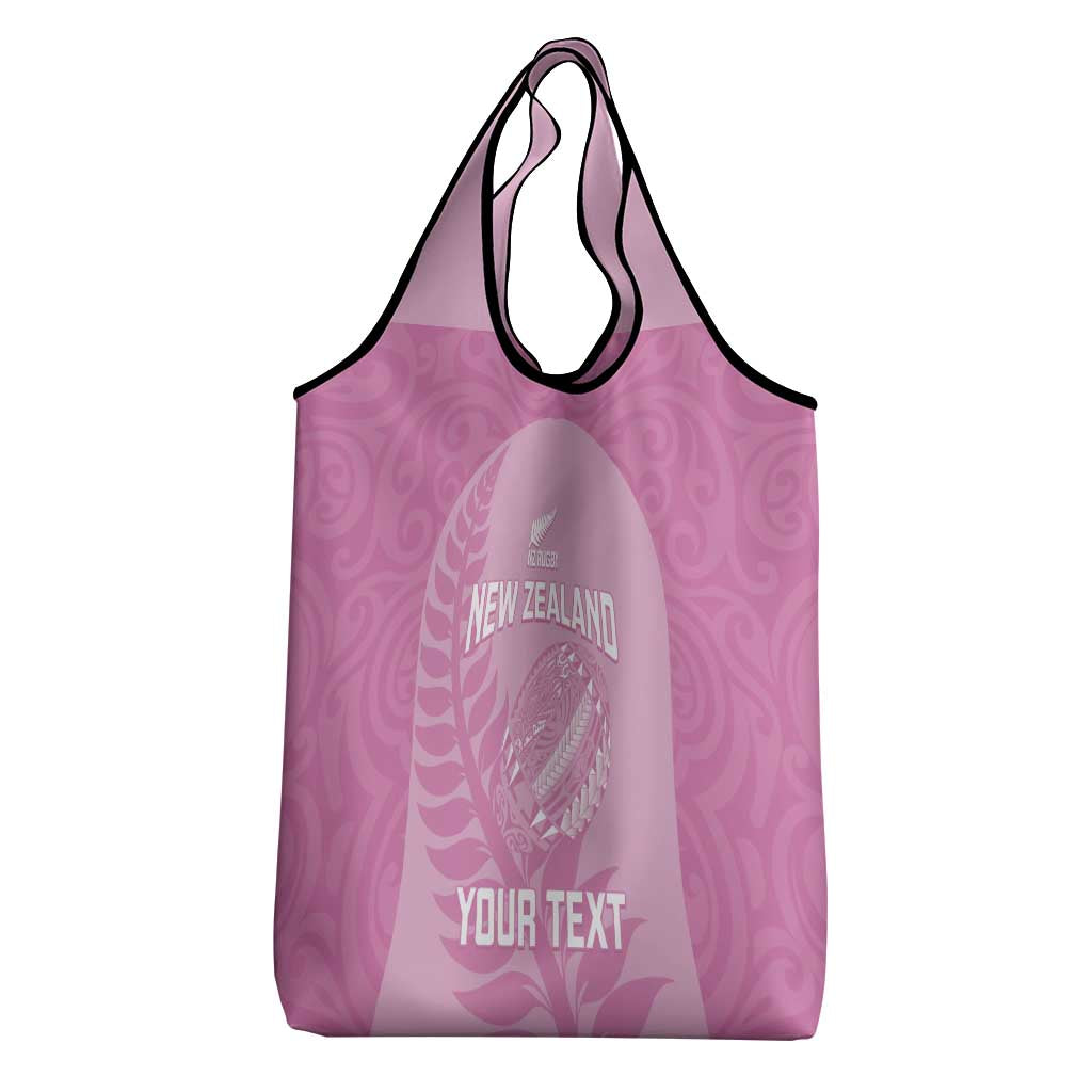 Custom New Zealand Silver Fern Rugby 2025 Grocery Bag All Black Aotearoa Maori Pink LT14 - Polynesian Pride