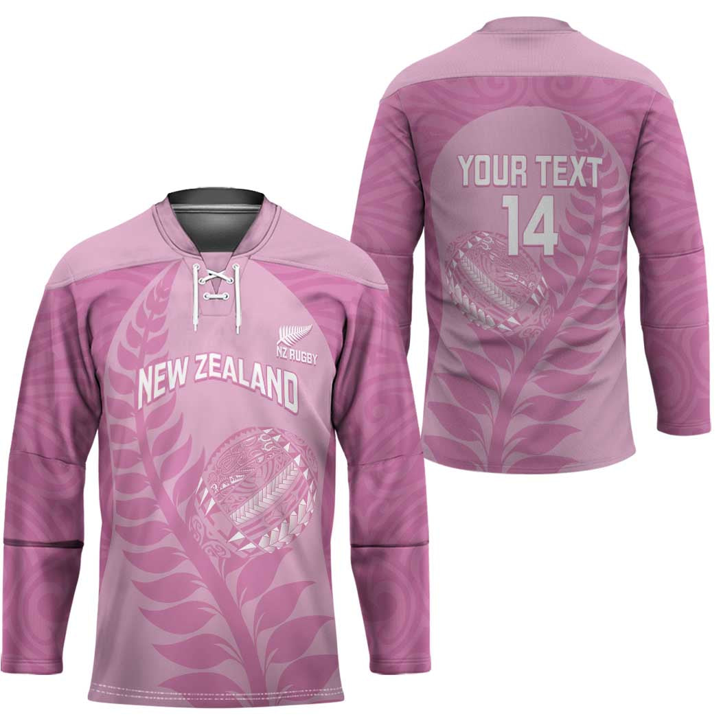Custom New Zealand Silver Fern Rugby 2025 Hockey Jersey All Black Aotearoa Maori Pink - Polynesian Pride