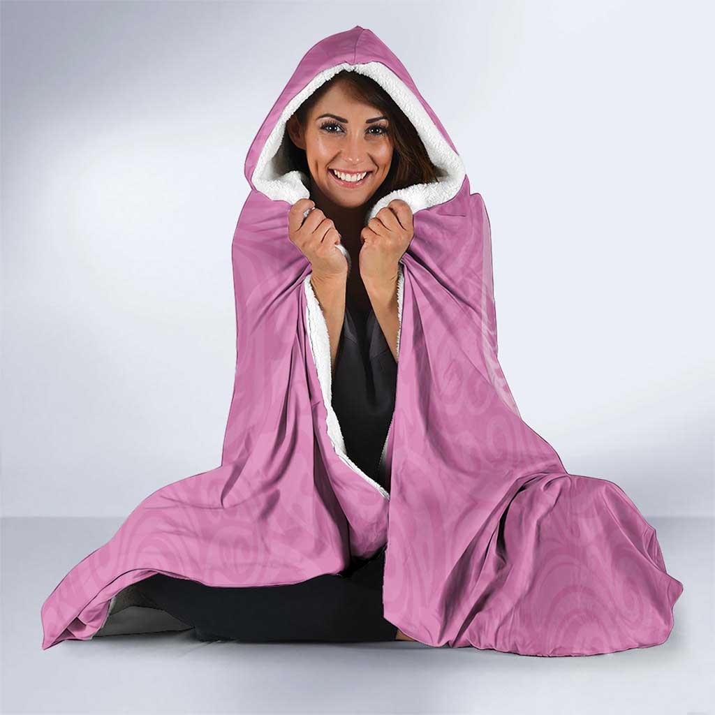 Custom New Zealand Silver Fern Rugby 2025 Hooded Blanket All Black Aotearoa Maori Pink LT14 - Polynesian Pride