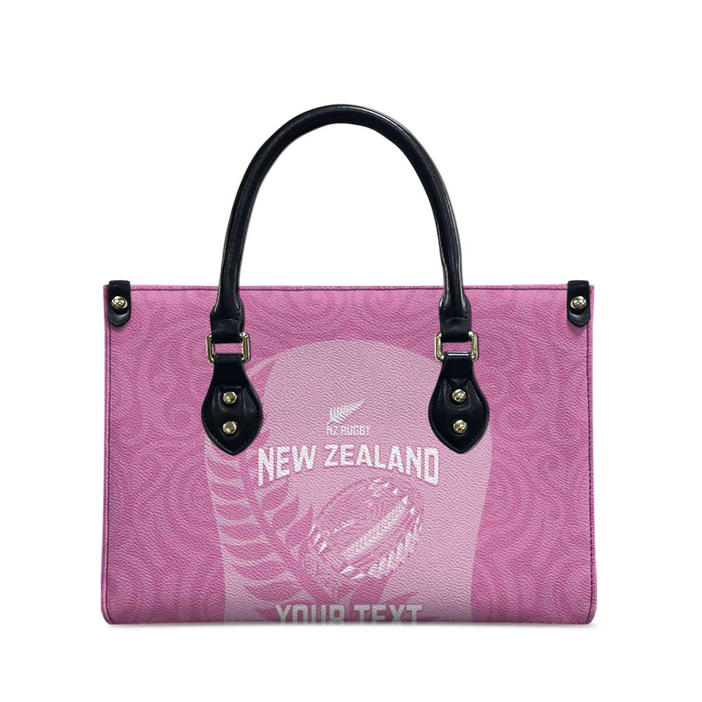 Custom New Zealand Silver Fern Rugby 2025 Leather Bag All Black Aotearoa Maori Pink - Polynesian Pride