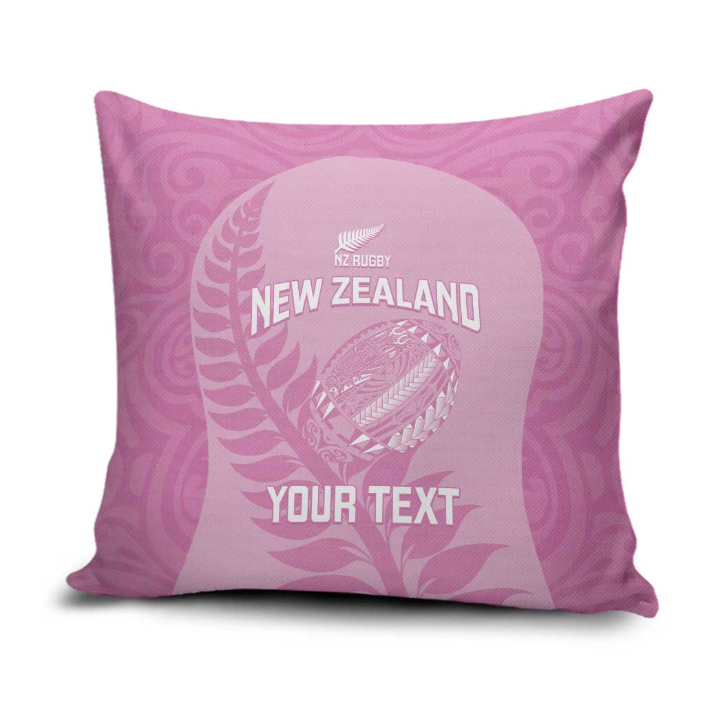 Custom New Zealand Silver Fern Rugby 2025 Pillow Cover All Black Aotearoa Maori Pink - Polynesian Pride