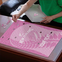 Custom New Zealand Silver Fern Rugby 2025 Puzzle All Black Aotearoa Maori Pink - Polynesian Pride