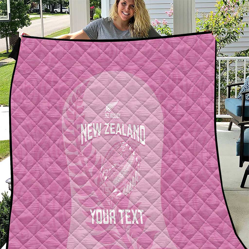 Custom New Zealand Silver Fern Rugby 2025 Quilt All Black Aotearoa Maori Pink