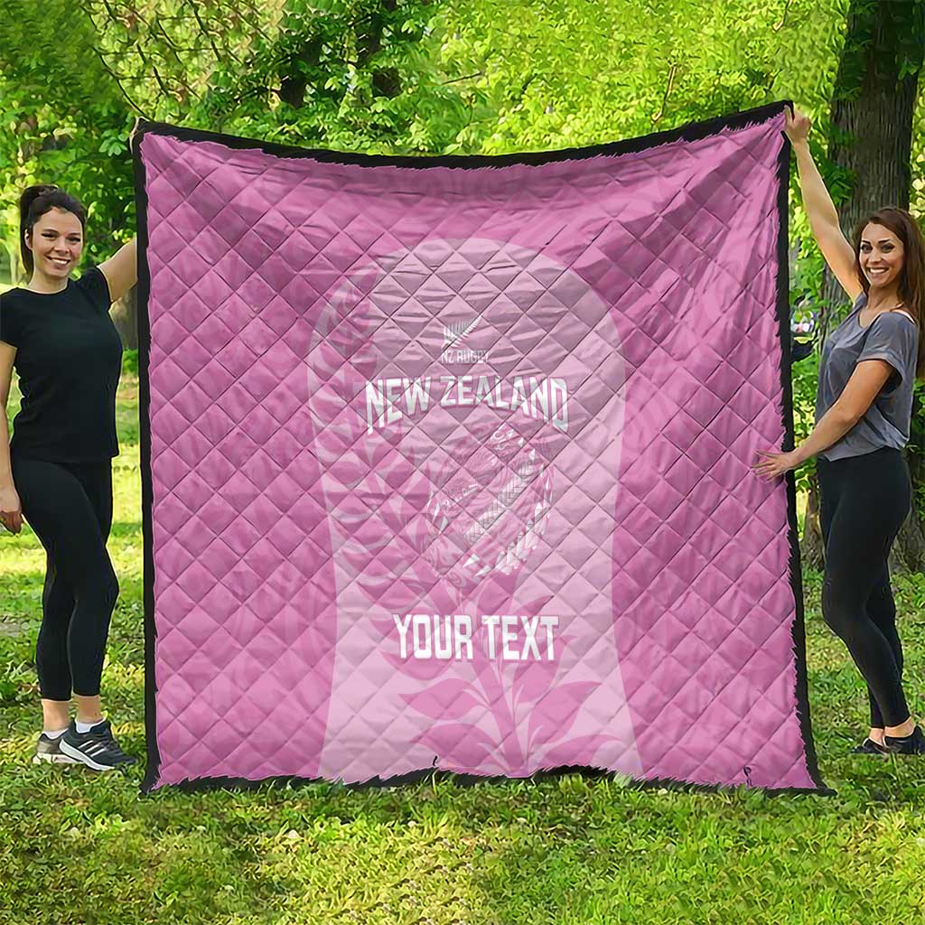 Custom New Zealand Silver Fern Rugby 2025 Quilt All Black Aotearoa Maori Pink LT14 - Polynesian Pride