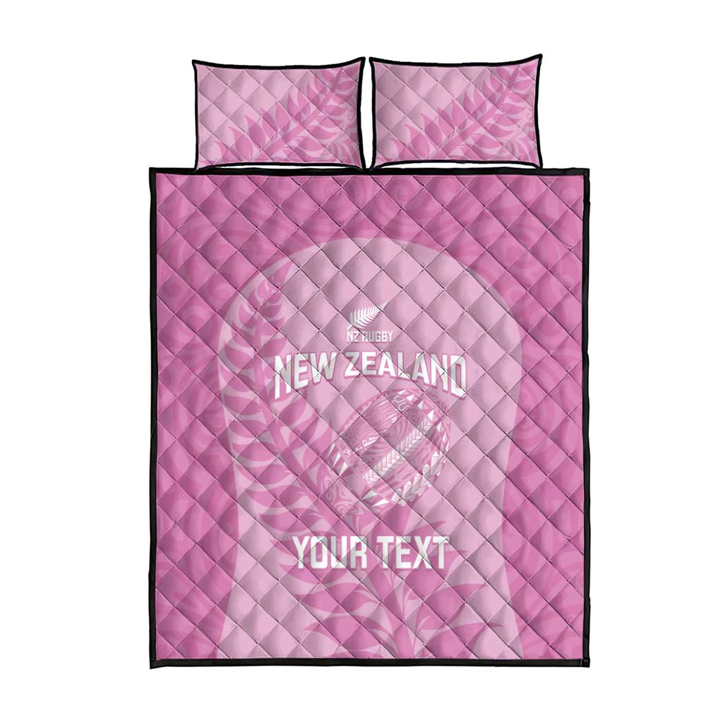 Custom New Zealand Silver Fern Rugby 2025 Quilt Bed Set All Black Aotearoa Maori Pink LT14 - Polynesian Pride