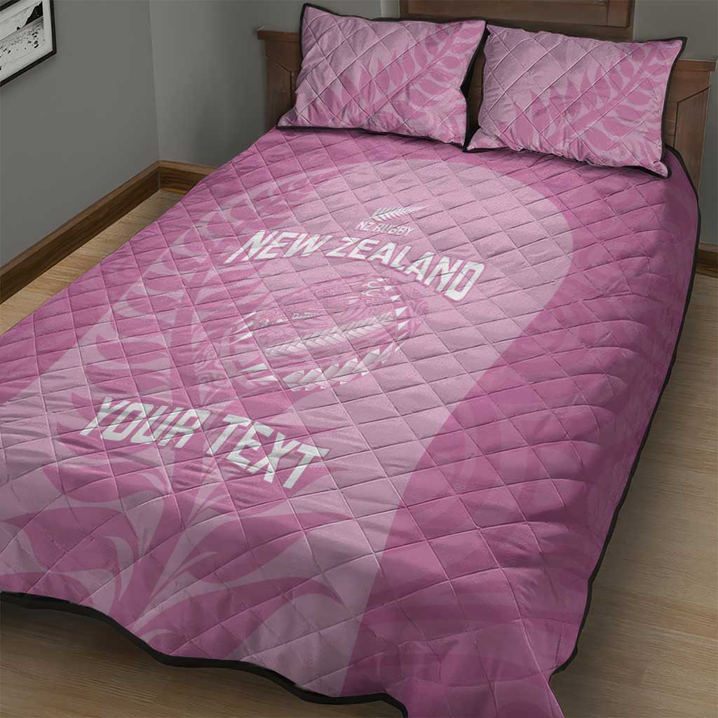 Custom New Zealand Silver Fern Rugby 2025 Quilt Bed Set All Black Aotearoa Maori Pink LT14 - Polynesian Pride