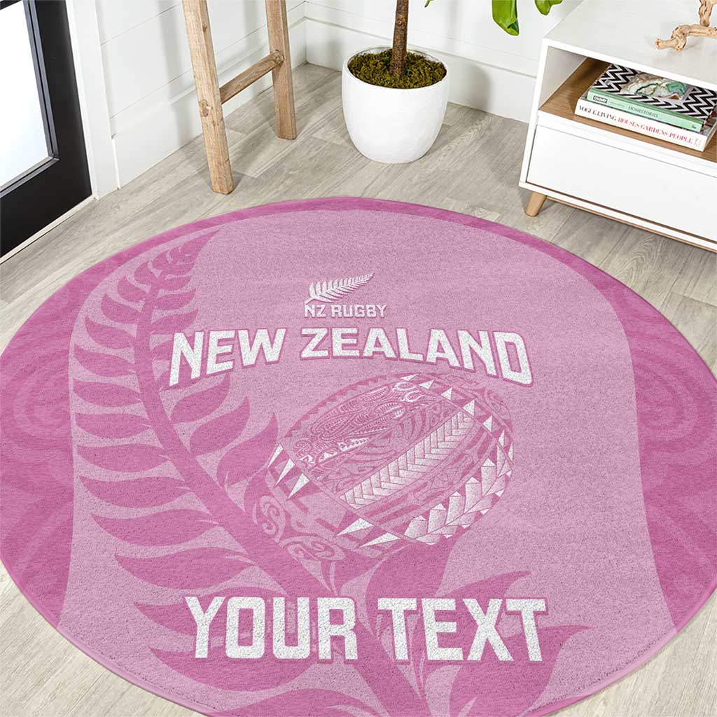 Custom New Zealand Silver Fern Rugby 2025 Round Carpet All Black Aotearoa Maori Pink LT14 Pink - Polynesian Pride